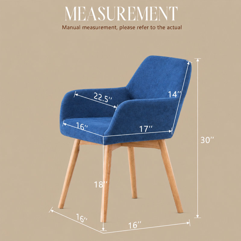 Chaise avec accoudoirs rembourrée Philodendron, Bleu
