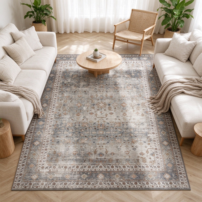 Tapis lavable à la machine, tapis pliable antidérapant pour salon, chambre à coucher et salle à manger