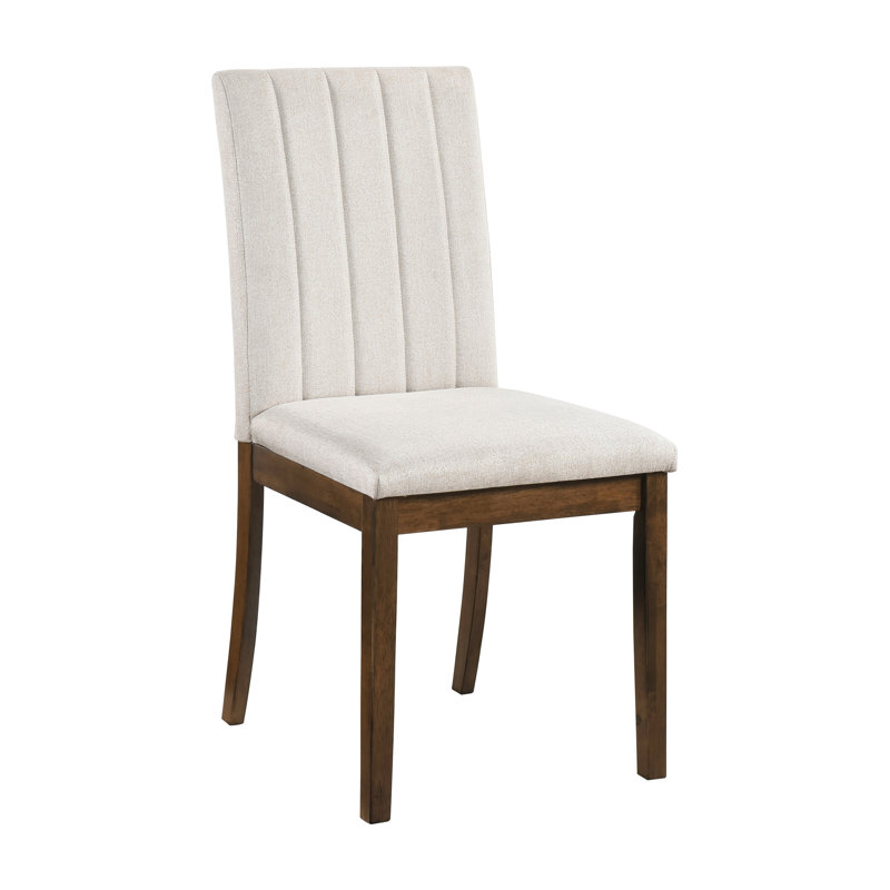 Chaises de salle à manger rembourrées en tissu brun - de 2 cadres contemporains en bois pour l'assise et le dossier rembourrés