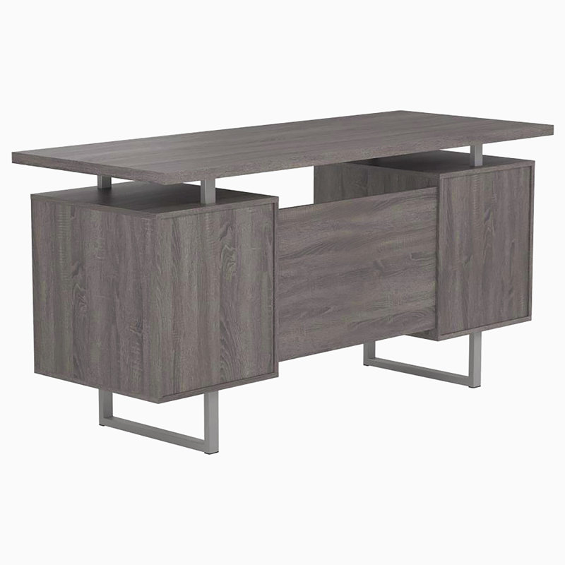 Bureau flottant à 2 tiroirs vieilli, Gris