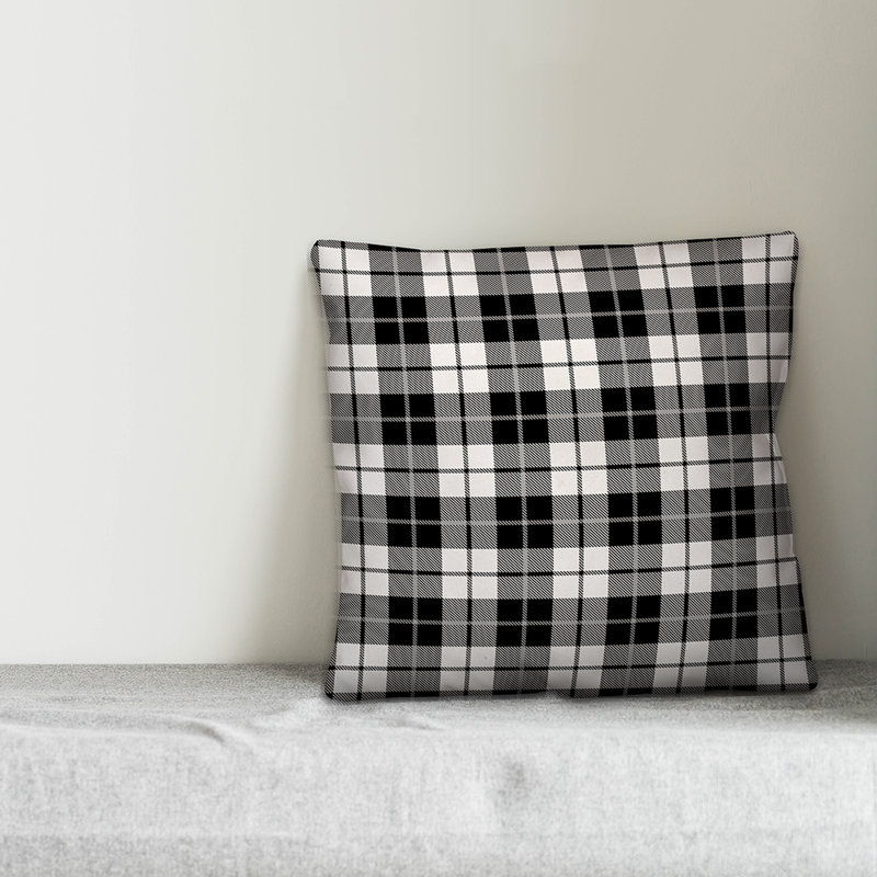 Plaid Throw Pillow, Black