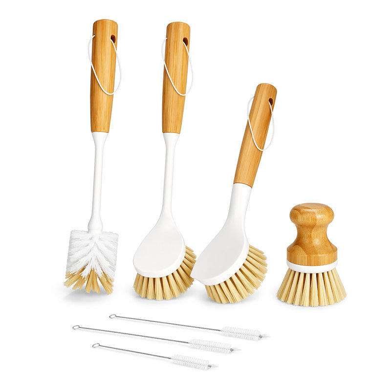 Ensemble de 6 brosses de nettoyage de vaisselle, comprenant une brosse à bouteille, une brosse à paume, une brosse à paille et un laveur à vaisselle à long manche, idéal pour nettoyer la vaisselle, les tasses, les casseroles, les woks et la batterie