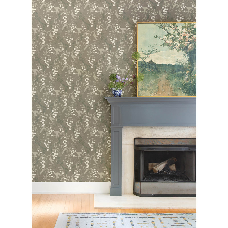 Linden Black Jungle Canopy Wallpaper, Gray