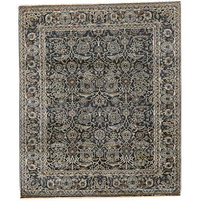 High-Quality Hand-Knotted Black Area Rug