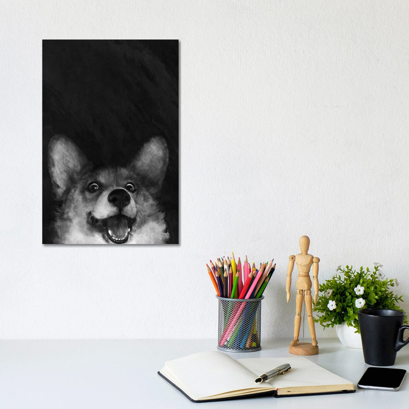 Sausage Fox Corgi by Laura Graves - Wrapped Canvas Print, 20.32 cm H x 30.48 cm W