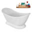 Baignoire de trempage autoportante en acrylique 70 po, plateau en bambou, drain-103682572
