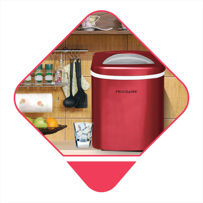 Ice Maker with 26 lbs. Capacity Countertop Stainless Steel Ice Maker with Transparent Window, Red