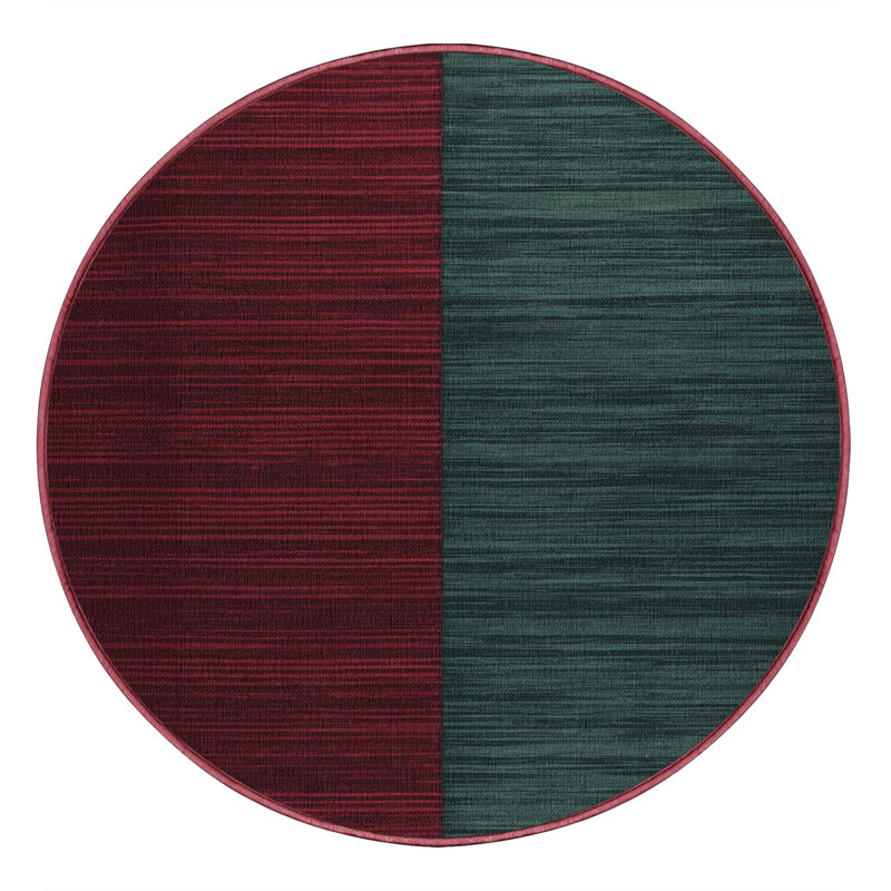 Tapis rouge à rayures horizontales lavable à la machine, Rond 4 pi