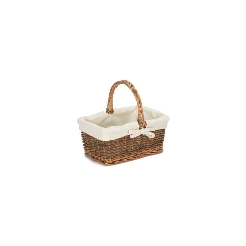 Lily Manor Wicker Unpeeled Willow Shopper Basket with Lining, 28cm H x 32cm W x 25cm D