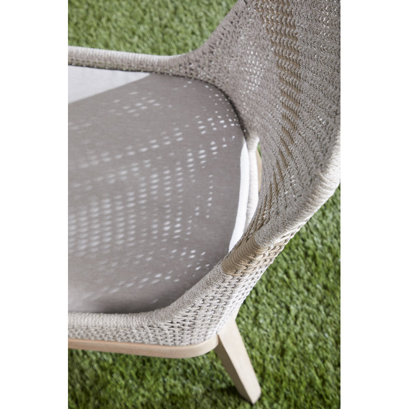 Chaise d'appoint, Cordon plat blanc / teck, Taupe