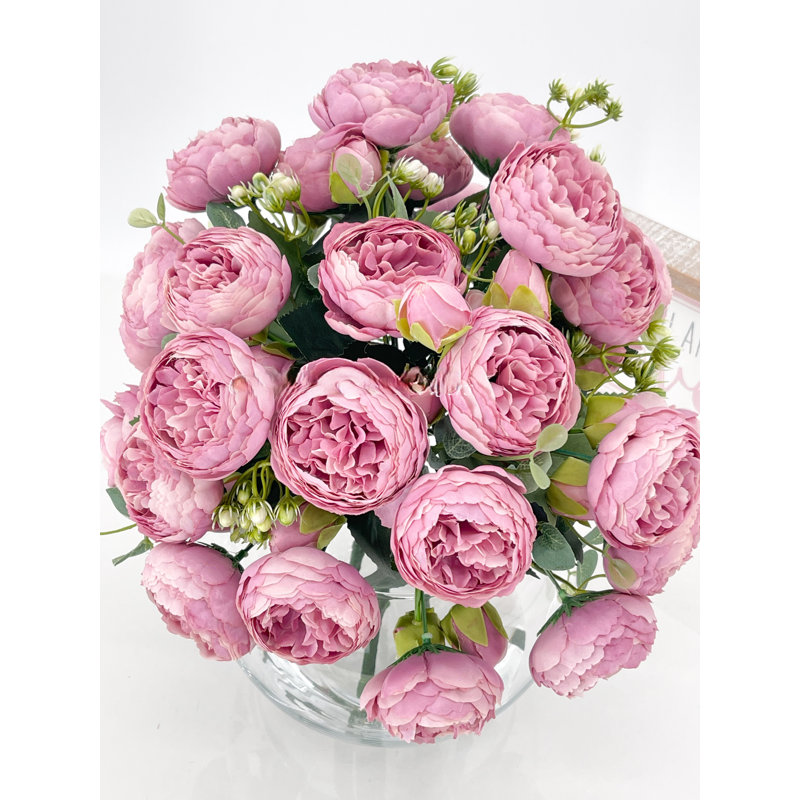 Centre de table artificiel avec pivoines roses, Rose