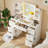 Vanity With LED Mirror And 7 Drawers And 6 Open Shelves-2021986430