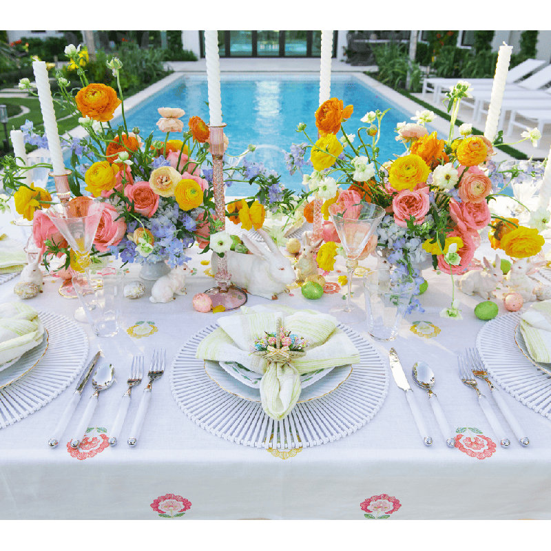 Carnation Tablecloth, White/Pink/Orange