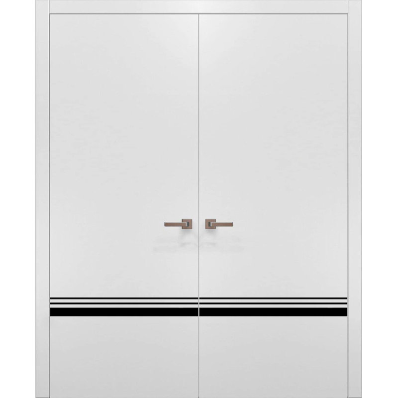 Portes françaises en bois massif massif, 56 po x 84 po, Satin blanc