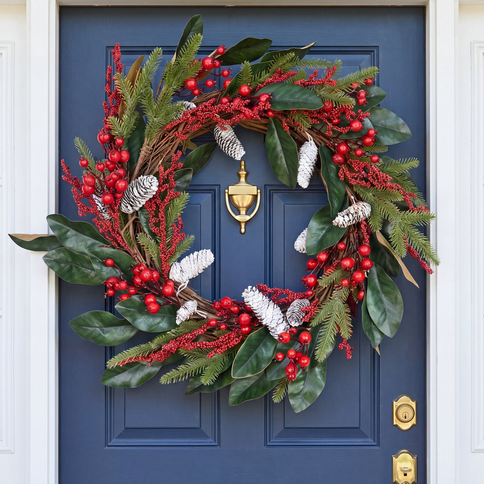 24" Handcrafted Pinecone Berry Christmas Wreath