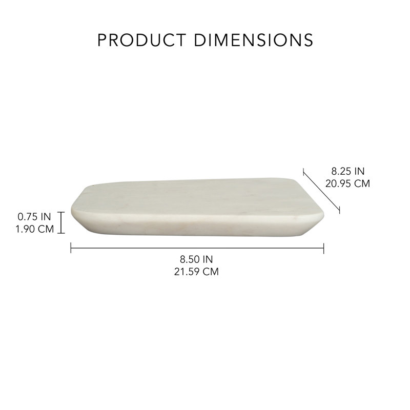 Quadra Small White Marble Cutting Board, Contemporary Chopping Board for Kitchen, Serving Platter and Food Preparation