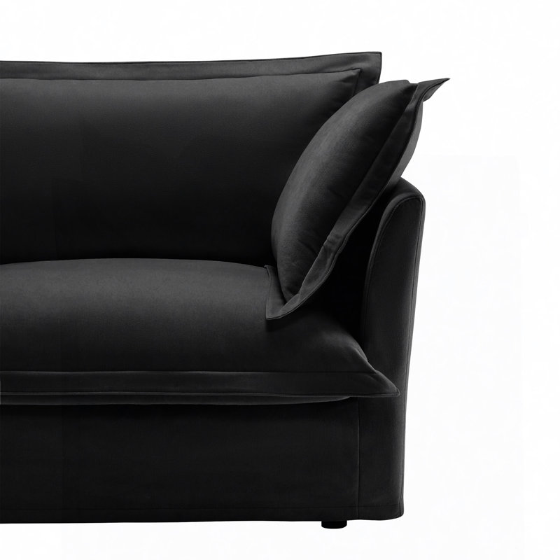 Evelyn U-Shaped Sectional Sofa with 2 Ottomans, 34.6" H x 120" W x 55" D,,  Black Chenille