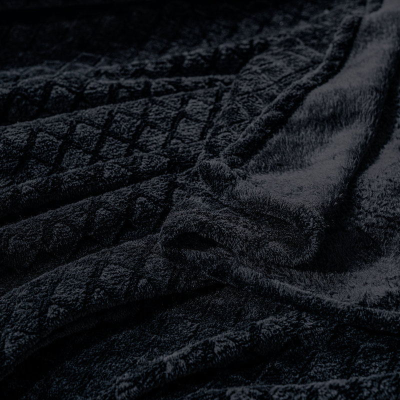 Literie en flanelle Atka Diamond, Très grand simple, Noir