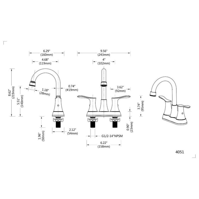 Bathroom faucet with 360 degree turn spout