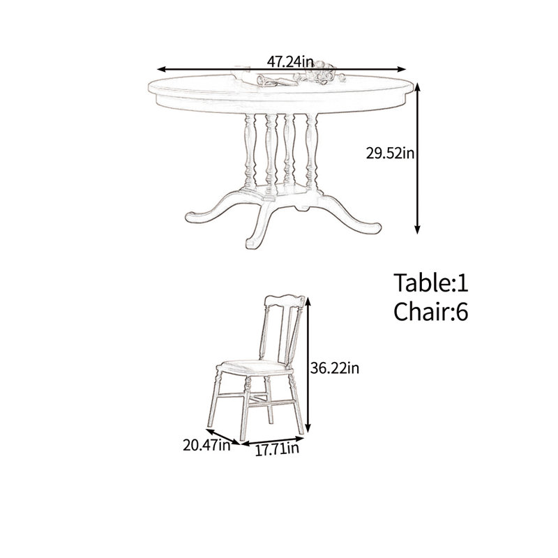 Ensemble de tables rondes en bois massif de style français