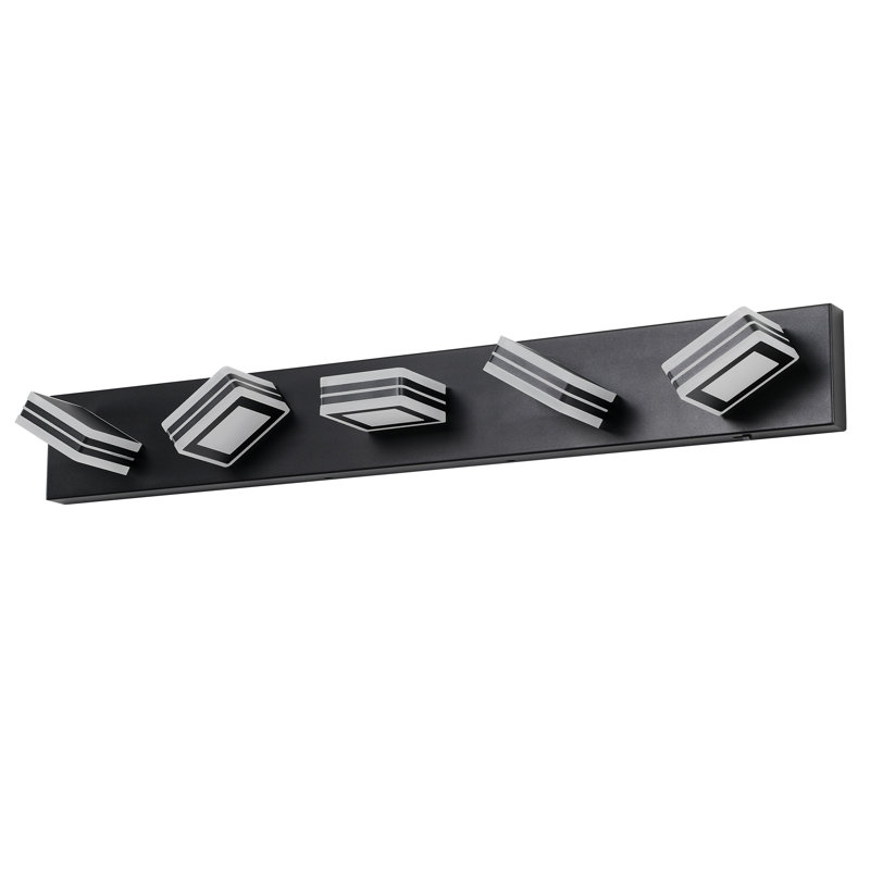 Luminaire de salle de bain moderne à DEL 32,2 pouces à 5 lumières à intensité variable de 5 ct avec tête rotative à 360 ° en acrylique, pour salle de bain, salon