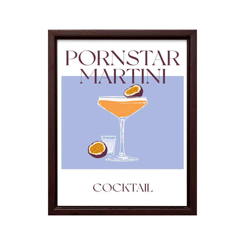 Star du café Martini, Canvas, 11"H x 14"W, Brown Framed