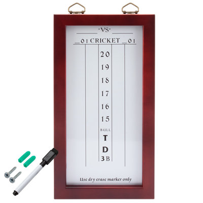 GSE Dry-Erase Dart Scoreboard for Dartboard Cricket and 01 Dart Board Games with Marker