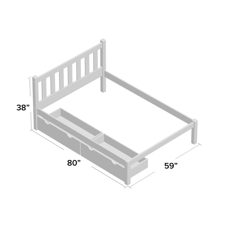 Lit plateforme simple en bois massif de style chalet Ratcliff avec tiroirs de rangement Ratcliff, Double, Espresso
