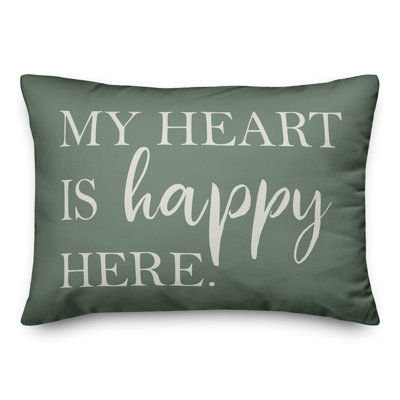 Housse et insert de coussin rectangulaire d'extérieur Heart Is Happy Here