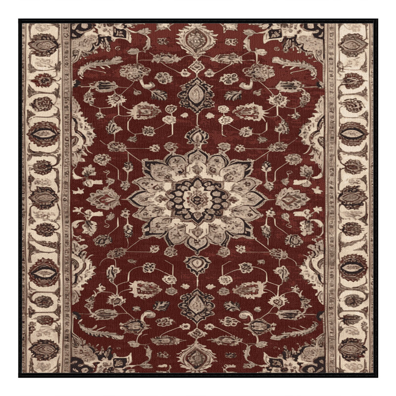 Machine Washable Persian Black Area Rug, Square 3'