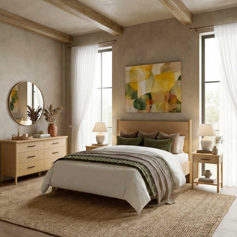 Ensemble de chambre à coucher 4 pièces Hall - Grand, brun clair, Brun pâle, Grand