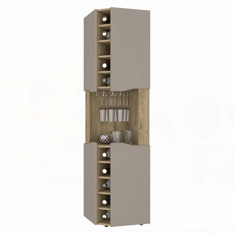 Armoire de bar à 2 tablettes et 6 bouteilles Branford Macadamia , Taupe