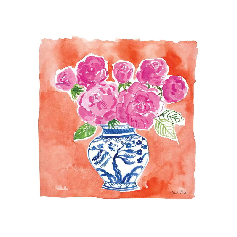 Chinoiserie Roses I by Farida Zaman - Wrapped Canvas Print, 45.72 cm H x 45.72 cm W x 1.91 cm D