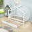 Wood House Bed With Pull-Out Twin Trundle-431005078-431005080