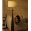 Beige-blanc + polyester brun-noix + lampes sur pied de forme libre en acier au carbone