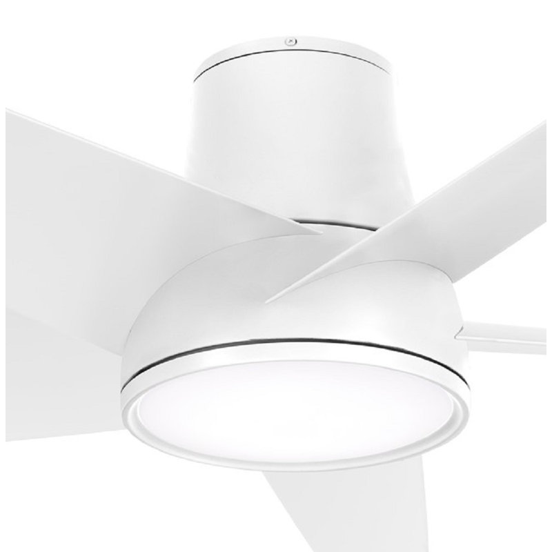 58'' 5 - Blade Outdoor LED Smart Standard Ceiling Fan with Remote Control and Light Kit Included, Flat White