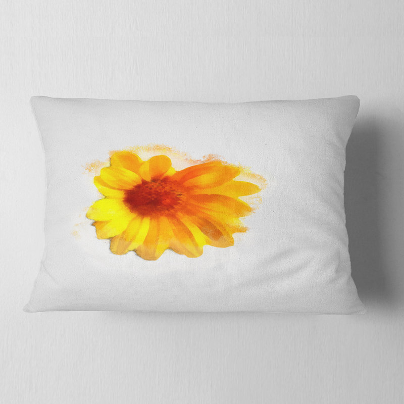 Coussin lombaire d’esquisse floral aquarelle coreopsis