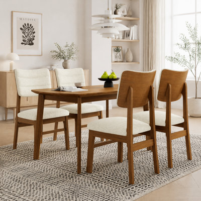 Ensemble de table de salle à manger courbée et rembourrée pour 4 personnes