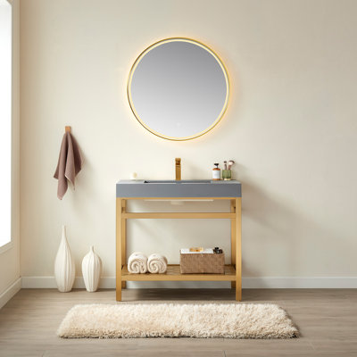 Josephus 36"" Single Bathroom Vanity Set with Mirror -  Willa Arloâ¢ Interiors, DE8D2C5E4C404780B595BAA42BDB9C95