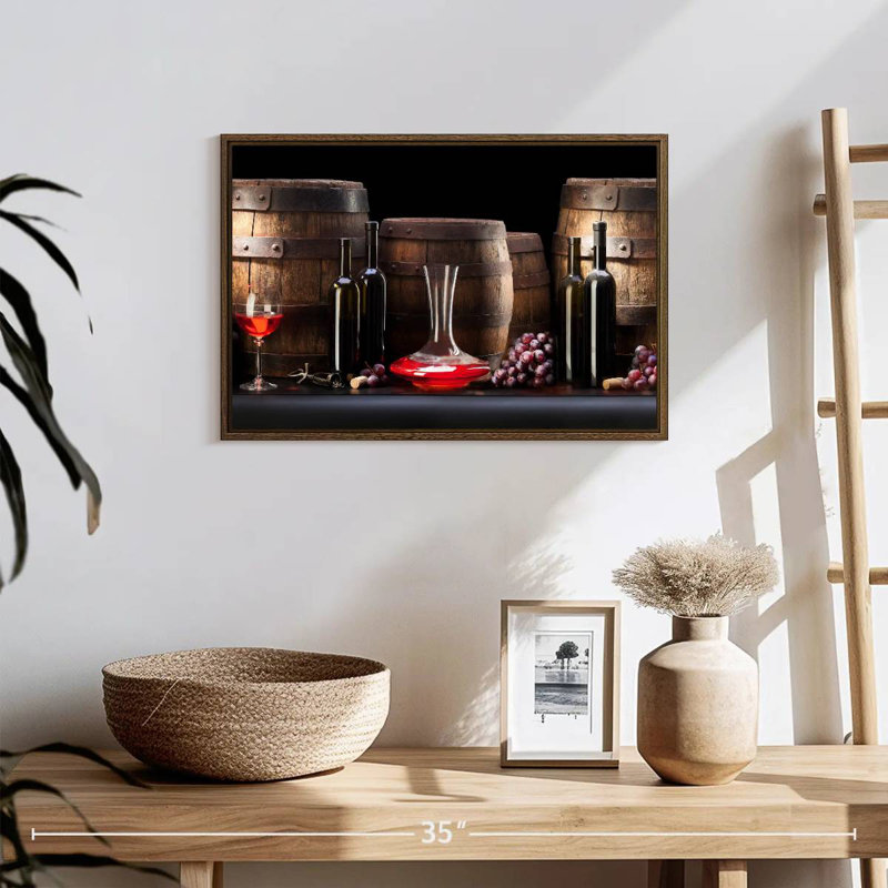 Réserve de vin, 19 po x 13 po, Cadre flottant en noyer