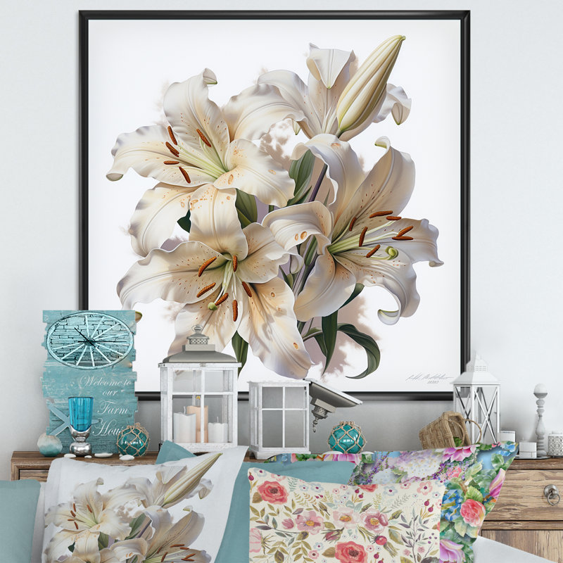 «Lily Blossom Ballet I» sur toile, Cadre flottant noir, H 36 po x l 36 po x P 1,5 po