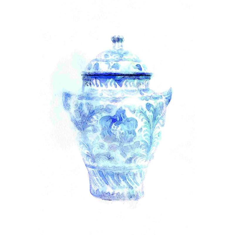 Pot aquarelle gingembre chinois 2, H 18 po x l 12 po
