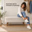 Banc de rangement ovale 43,5 pouces avec rangement à plateau relevable et pieds en bois, beige