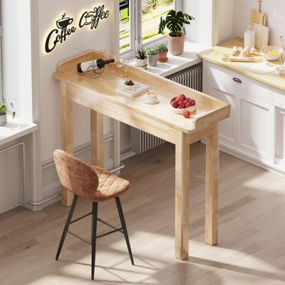 Bureau en bois massif de 39,4 po x 11,8 po avec panneau arrière, console étroite | Table d'entrée, poste de travail minimaliste moderne et bureau d'étude pour petits espaces, finition naturelle