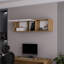Armoire murale Roslyn avec porte relevable, compartiments ouverts, chêne naturel et blanc Roslyn