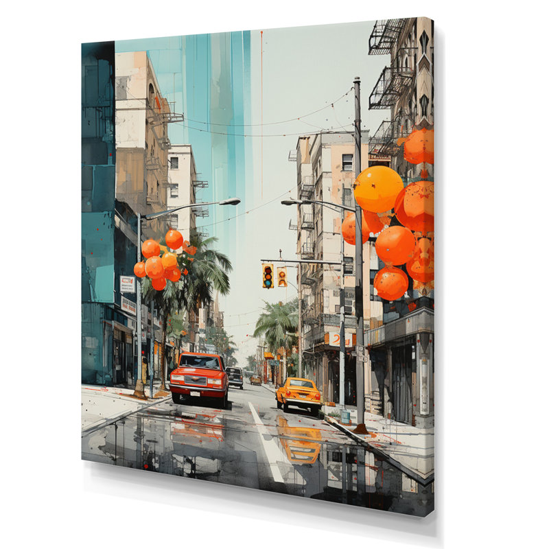 «Lenneth Orange Beige Miami Concrete Jungle», reproduction d'art sur toile, H 20 po x l 12 po x P 1 po, Toile tendue