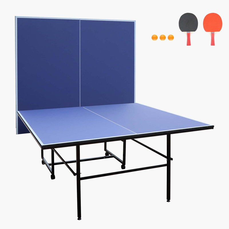 Table de tennis de table pliable 9 pi, jeu de ping-pong d'intérieur avec filet et raquettes, H 30 po x L 108 po x P 60 po