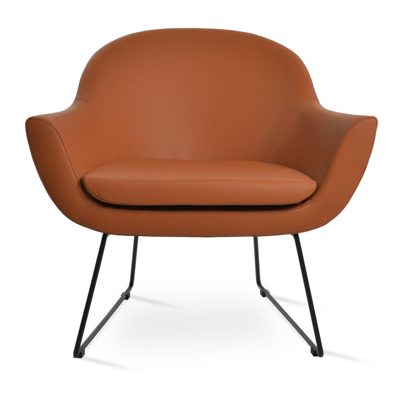Fauteuil Madison, Similicuir orange, Noir