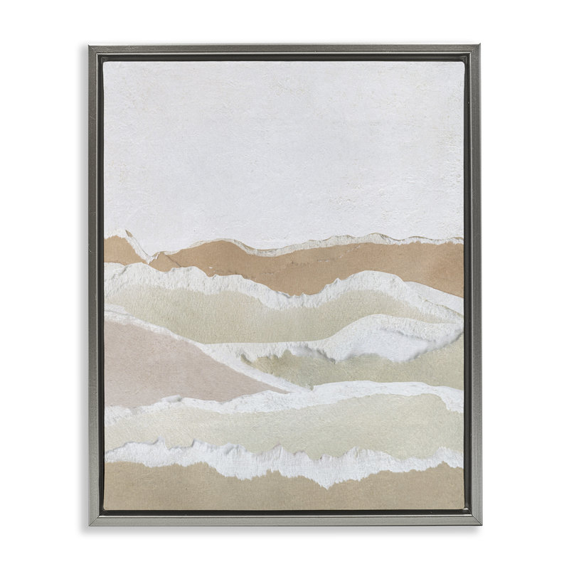 «Collage Dessert Hills Floater», art mural sur toile par Carol Robinson, Cadre flottant gris lustré, H 31 po x l 21 po
