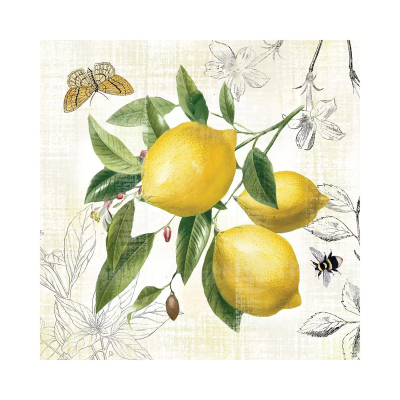 Linen Lemons II by Nan - Print on Canvas, Wrapped Canvas, 66.04cm H x 66.04cm W x 1.91cm D